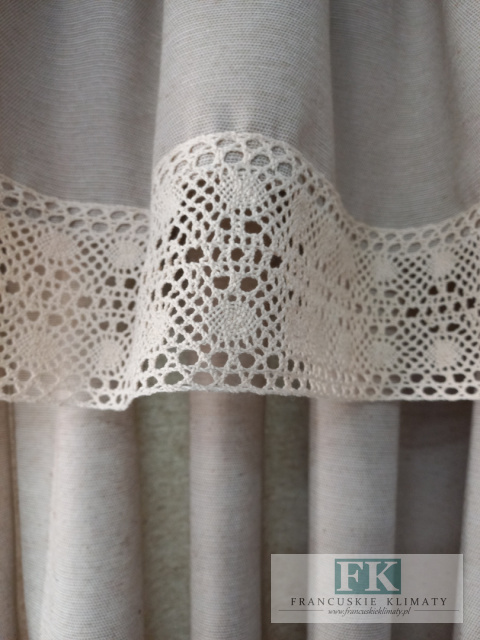 PRZEPIĘKNY KOMPLET NATURA Z LAMBREKINEM WYS 160 CM PROWASJA,SHABBY ,VINTAGE
