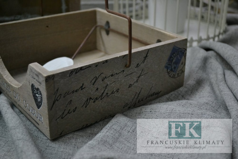 SERWETNIK DREWNIANY Z RĄCZKĄ WYS 15 CM SHABBY CHIC VITAGE PROWANSJA