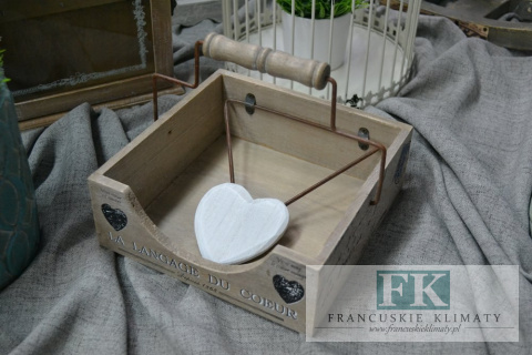 SERWETNIK DREWNIANY Z RĄCZKĄ WYS 15 CM SHABBY CHIC VITAGE PROWANSJA