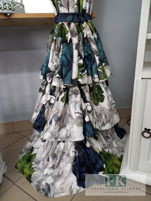 KOMPLET ZASŁON , ZASŁONY, ZASŁONA 140/250 VELLUR VELVET - PLUSZ KWIATY ZIELEŃ NOWOŚĆ