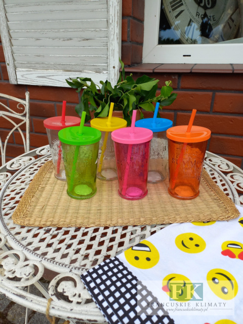 SZKLANKA DO SMOOTHIE , SUMMER PARTY 460 ML ZE SŁOMKĄ