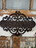 DEKORACJA ŻELIWNA "WELCOME " 27 CM W STYLU FRANCUSKIM , RETRO