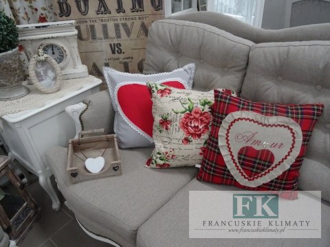 KŁ. POSZEWKA DEKORACYJNA RED HEART 45X45 SHABBY , PROWANSJA , VINTAGE