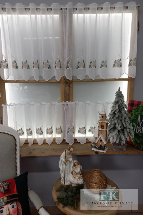 METRAŻ ! wys.40 cm ZAZDROSTKA firanka ŚWIĘTA HAFT WITRAŻ NA METRY