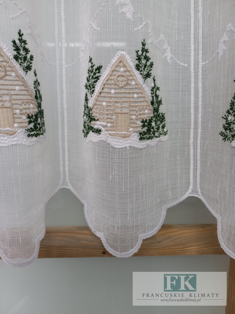 METRAŻ ! wys. 60 cm ZAZDROSTKA firanka ŚWIĘTA HAFT WITRAŻ NA METRY
