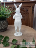 FIGURA KRÓLIK ZAJĄC KELNER Z MENU 24 CM, SHABBY