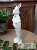 FIGURA KRÓLIK ZAJĄC KELNER Z BUTELKĄ 24 CM, SHABBY