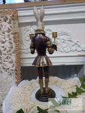 FIGURA KRÓLIK ZAJĄC ŚWIECZNIK 41 CM bez świec, SHABBY