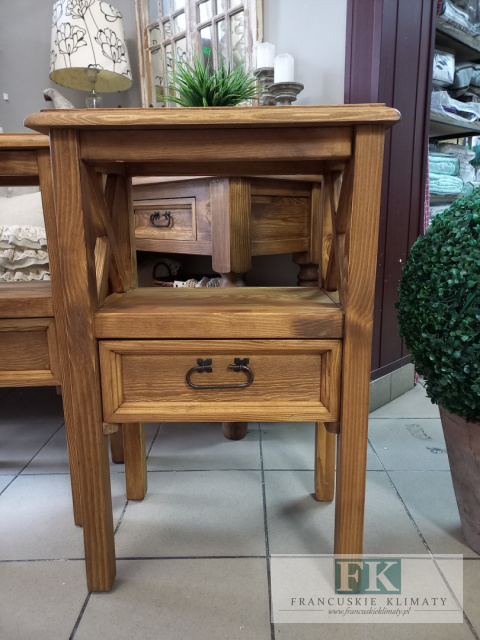 lite drewno KOMODA STOLIK z dwustronną szufladą 77 cm
