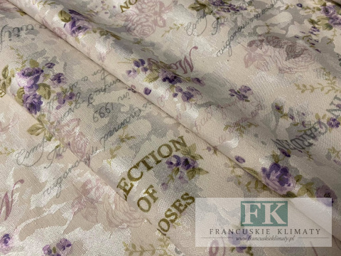 KUPON TKANINA 77 cm x 140 cm KWIATUSZKI FIOLET OKAZJA