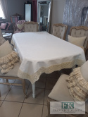 OBRUS ANITA BEŻ KREM 140X170 LEN BAWEŁNA KORONKA PROWANSJA SHABBY CHIC