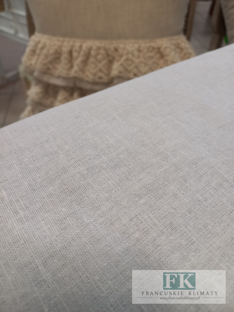 OBRUS ANITA BEŻ KREM 140X170 LEN BAWEŁNA KORONKA PROWANSJA SHABBY CHIC