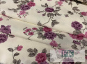 KUPON TKANINA 37 cm x 160 cm KWIATY RÓŻ/FIOLET OKAZJA