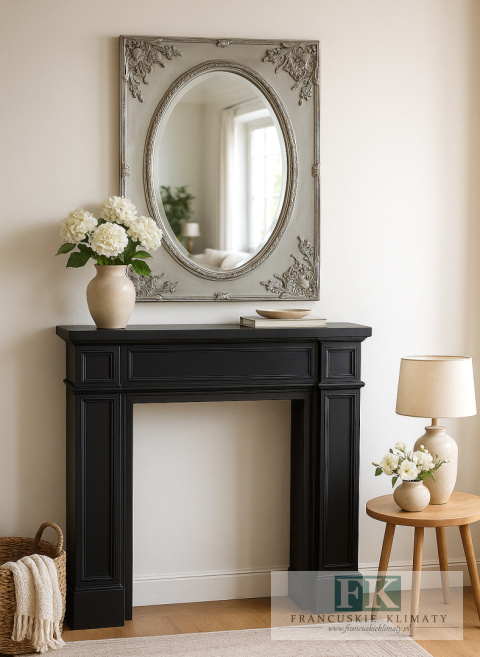 DREWNIANY PORTAL atrapa KOMINKOWY SZER. 100 CM , WYS 111 CM , CZARNY