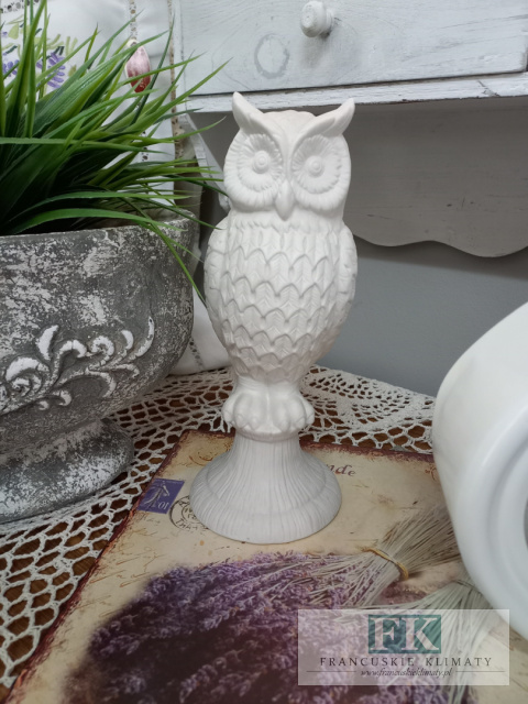 FIGURA DEKORACYJNA SOWA 25 cm BIEL
