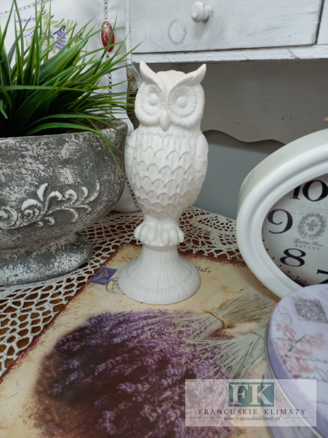 FIGURA DEKORACYJNA SOWA 25 cm BIEL