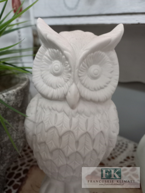 FIGURA DEKORACYJNA SOWA 25 cm BIEL