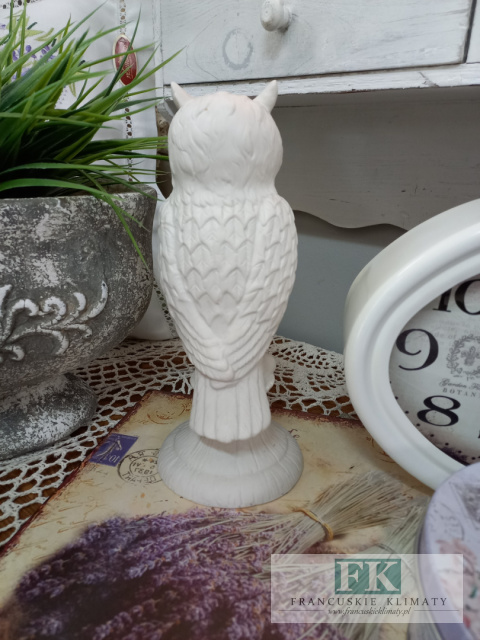 FIGURA DEKORACYJNA SOWA 25 cm BIEL
