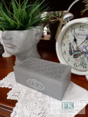 HERBACIARKA PUDEŁKO NA HERBATĘ ORNAMENT SZARA