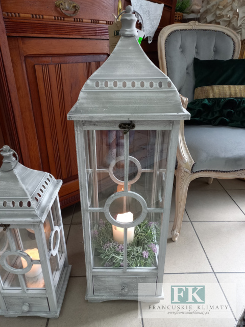 LATARNIA LAMPION 88 CM SZARA