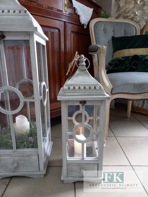 LATARNIA LAMPION 57 CM SZARA