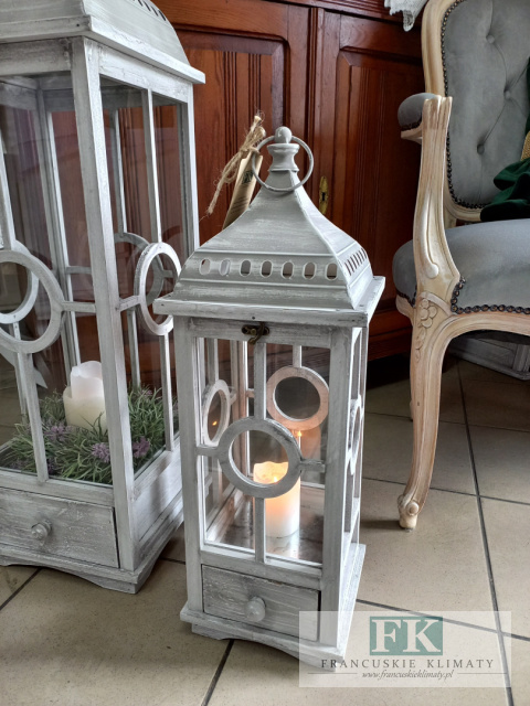 LATARNIA LAMPION 57 CM SZARA