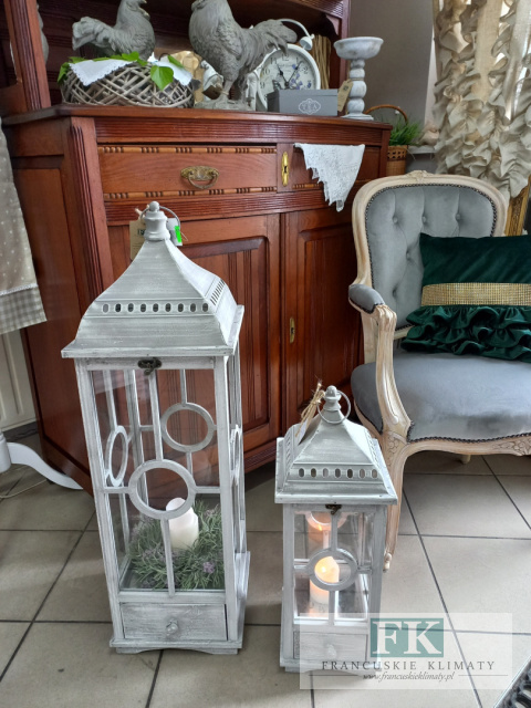 LATARNIA LAMPION 57 CM SZARA