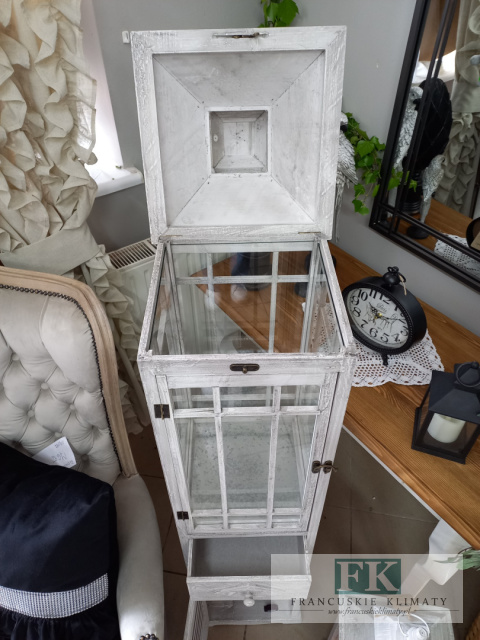 DREWNIANA LATARNIA , LAMPION Z SZAFKĄ I SZUFLADĄ 145 CM