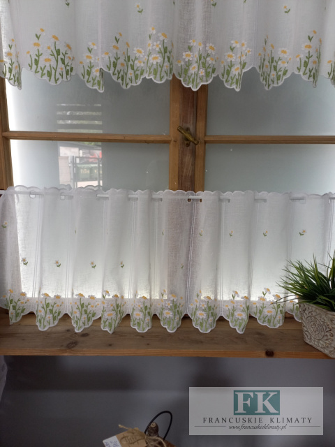 METRAŻ ! ZAZDROSTKA firanka 45 CM KWIATKI HAFT WITRAŻ NA SZTUKI