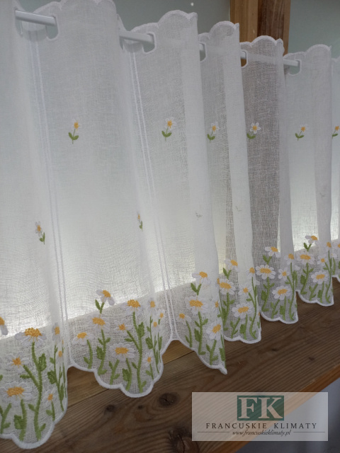 METRAŻ ! ZAZDROSTKA firanka 45 CM KWIATKI HAFT WITRAŻ NA SZTUKI