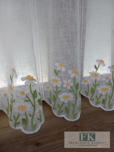 METRAŻ ! ZAZDROSTKA firanka 45 CM KWIATKI HAFT WITRAŻ NA SZTUKI