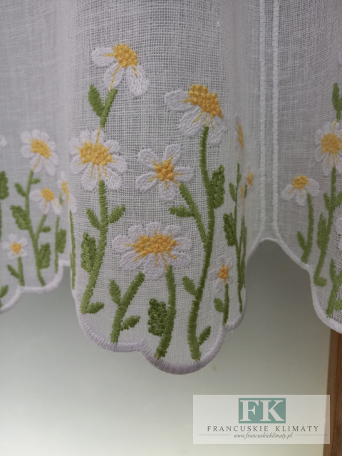 METRAŻ ! ZAZDROSTKA firanka 90 CM KWIATKI HAFT WITRAŻ NA SZTUKI