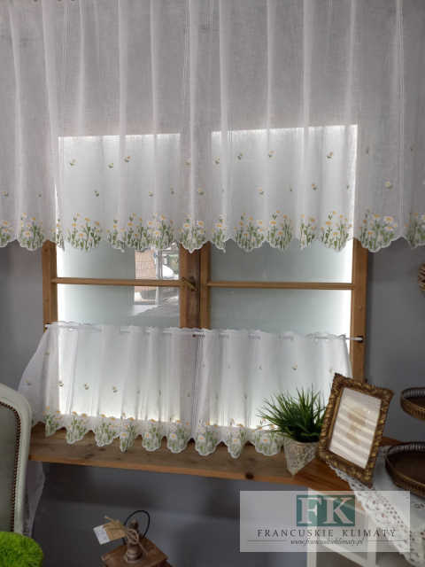 METRAŻ ! ZAZDROSTKA firanka 90 CM KWIATKI HAFT WITRAŻ NA SZTUKI