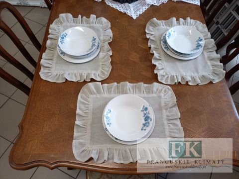 PODKŁADKI PODKŁADKA FALBANY 35X45 CM , BEŻ NATURA , W STYLU FRANCUSKIM ANGIELSKIM SHABBY PROWENSALSKIM