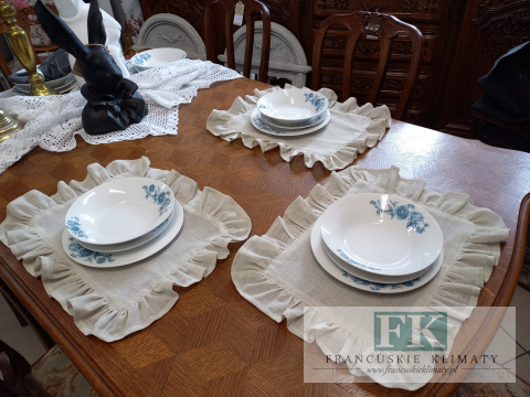 PODKŁADKI PODKŁADKA FALBANY 35X45 CM , BEŻ NATURA , W STYLU FRANCUSKIM ANGIELSKIM SHABBY PROWENSALSKIM