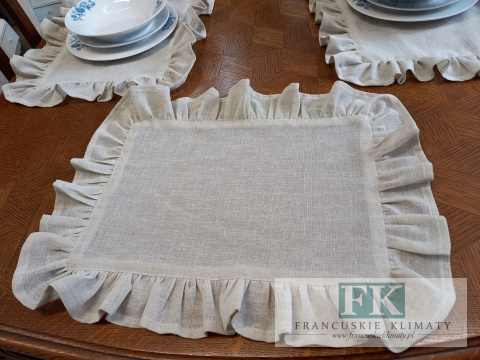 PODKŁADKI PODKŁADKA FALBANY 35X45 CM , BEŻ NATURA , W STYLU FRANCUSKIM ANGIELSKIM SHABBY PROWENSALSKIM