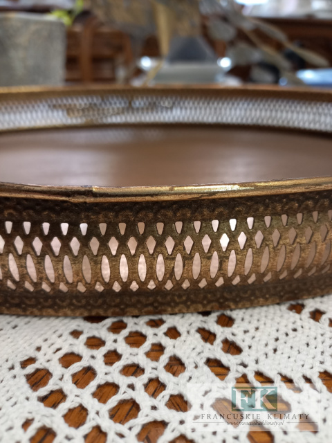 TACA Z RĄCZKAMI DEKORACYJNA 46 CM METAL