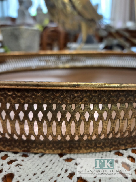 TACA Z RĄCZKAMI DEKORACYJNA 46 CM METAL