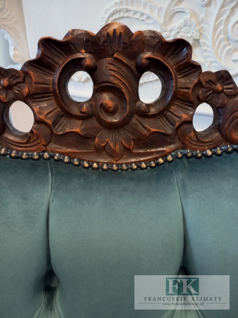 FRANCUSKI FOTEL DĄB plusz turkus