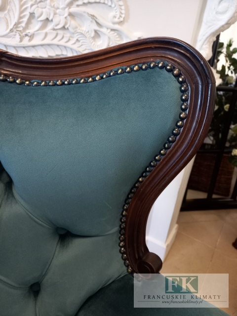 FRANCUSKI FOTEL DĄB plusz turkus