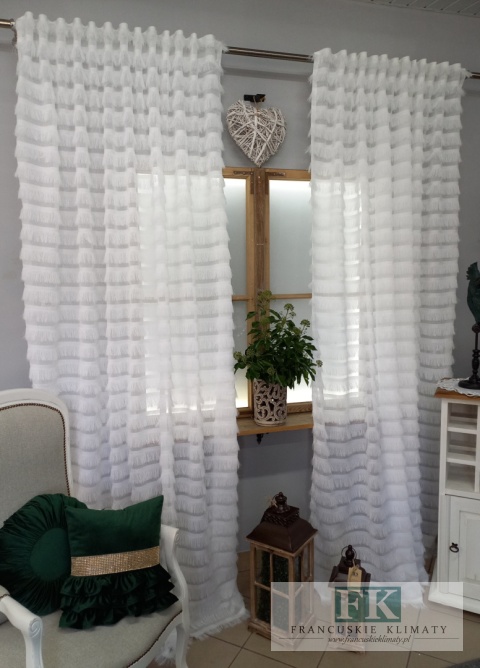 KOMPLET FIRANA / ZASŁONA FRĘDZLE 150/250 x 2 szale W STYLU BOHO, CHIC